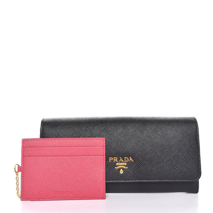 Prada Saffiano Continental Flap Wallet Black Ibisco 3 of 9