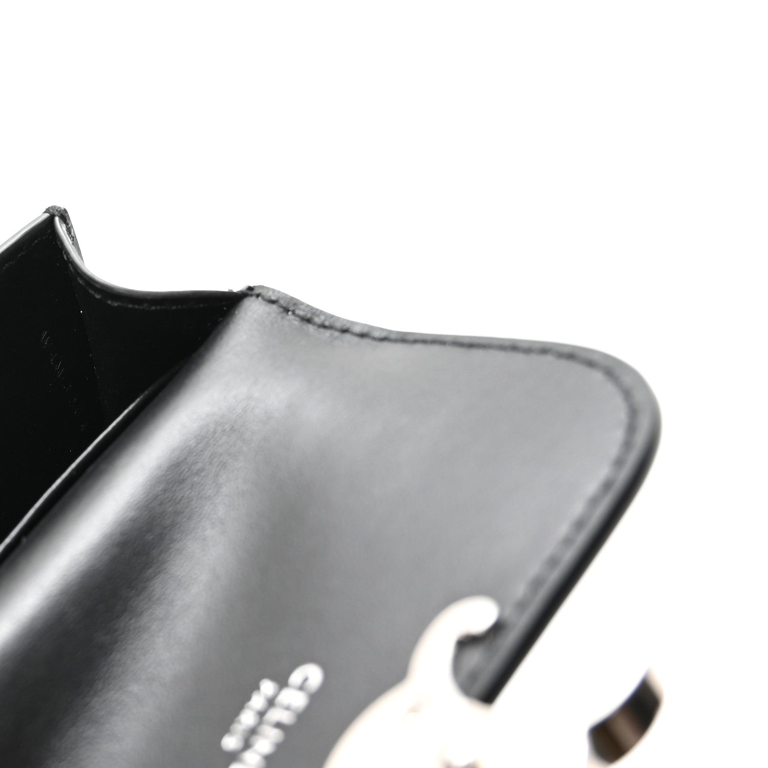 Celine Shiny Calfskin Triomphe Flap Card Holder Black 7 of 8