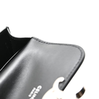 Celine Shiny Calfskin Triomphe Flap Card Holder Black 7 of 8
