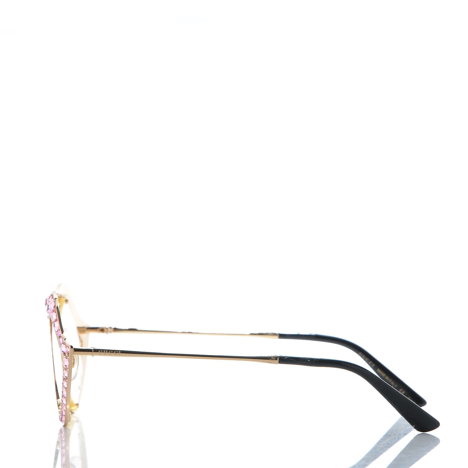 Gucci Metal Crystal Cat Eye Sunglasses GG0046S Pink 3 of 7