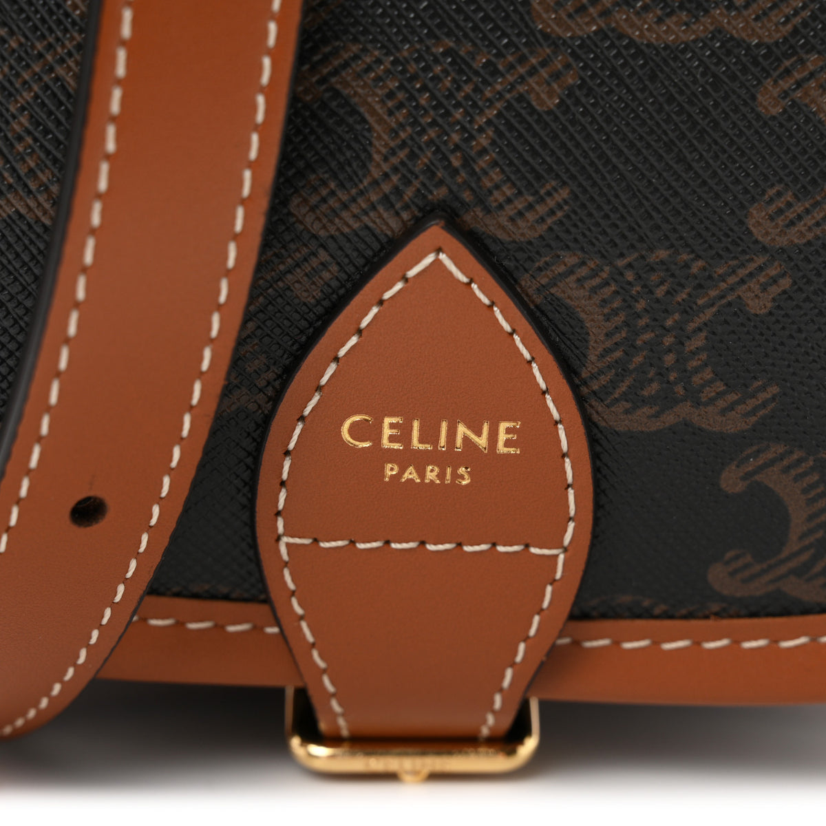 Triomphe Canvas Medium Folco Bag Tan