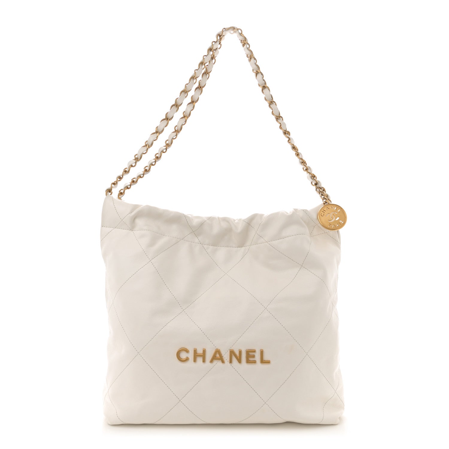 Chanel Shiny Calfskin Quilted Small Chanel 22 White 1 of 11