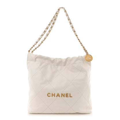 Chanel Shiny Calfskin Quilted Small Chanel 22 White 1 of 11