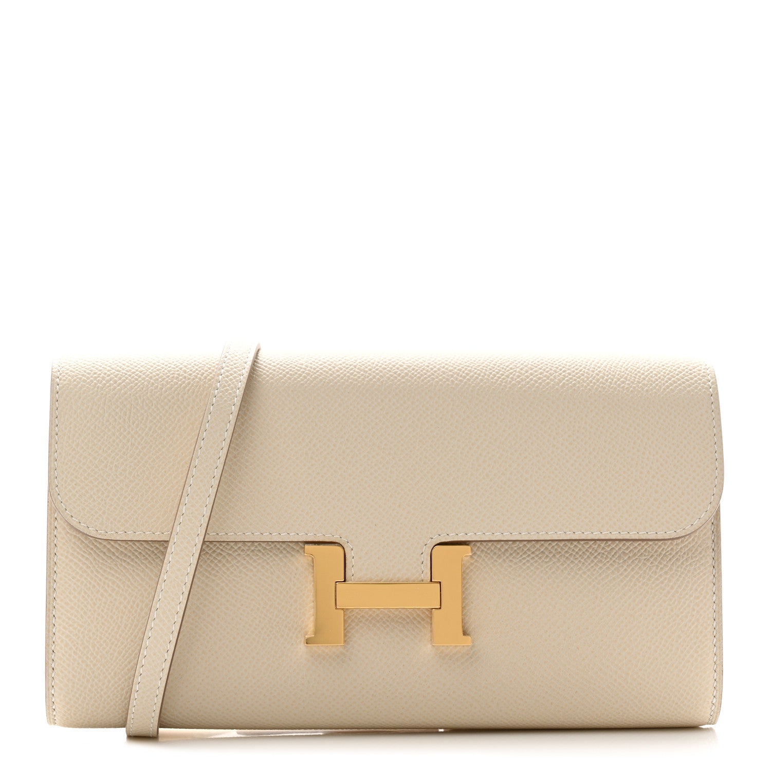 HERMES Epsom Constance Long To Go Wallet in the color Craie by FASHIONPHILE