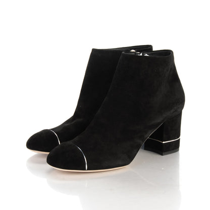 Chanel Suede Calfskin Short Boots 38.5 Black 3 of 8