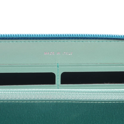 Chanel Lambskin Camellia Embossed Large Zip Wallet Turquoise 8 of 9