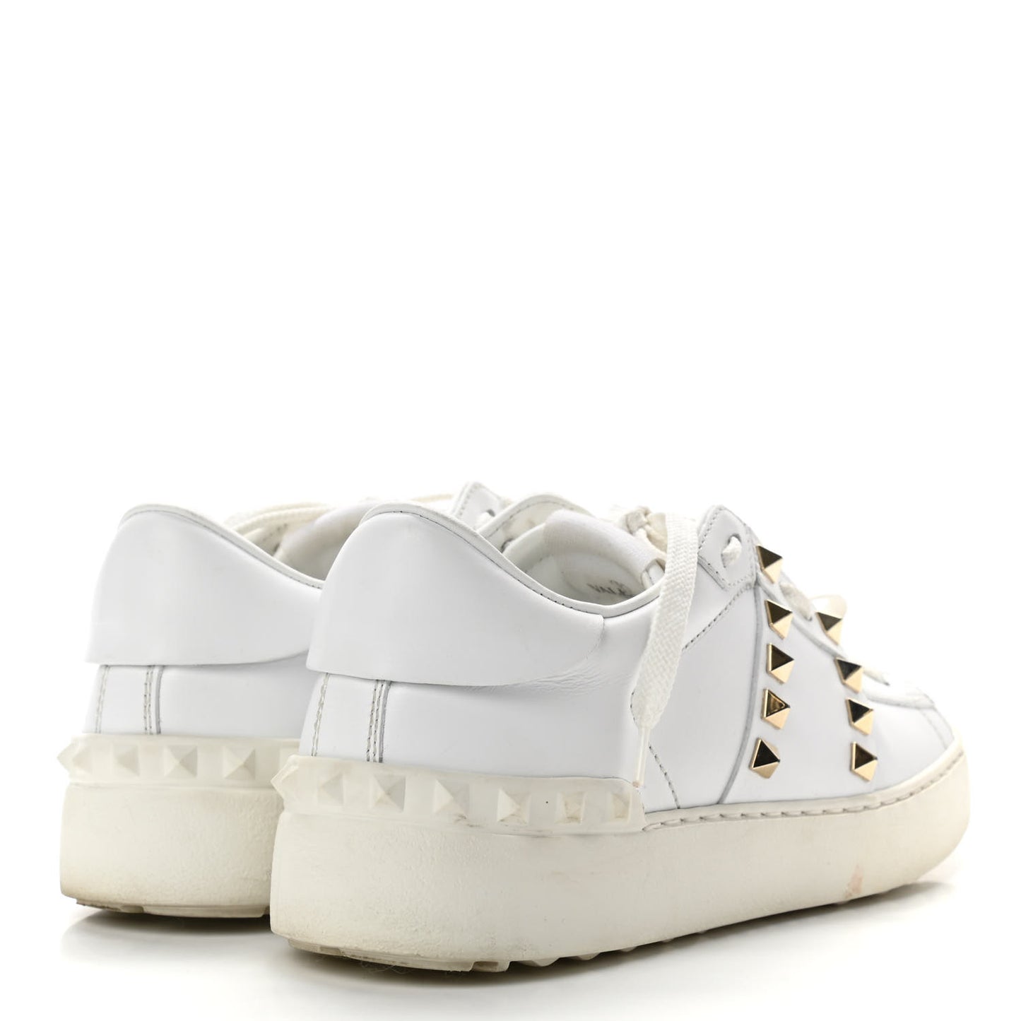 Calfskin Rockstud Untitled Open Sneakers 36 White