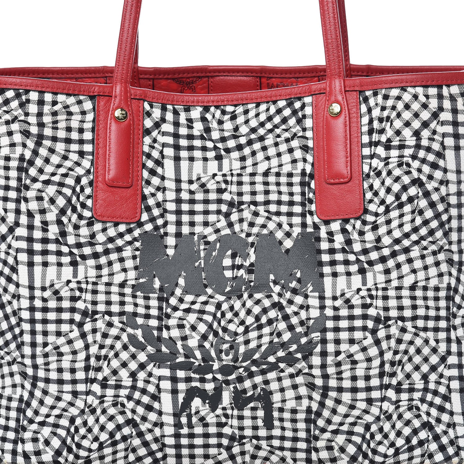 MCM Visetos Medium Liz Reversible Shopper Tote Ruby Red 13 of 20