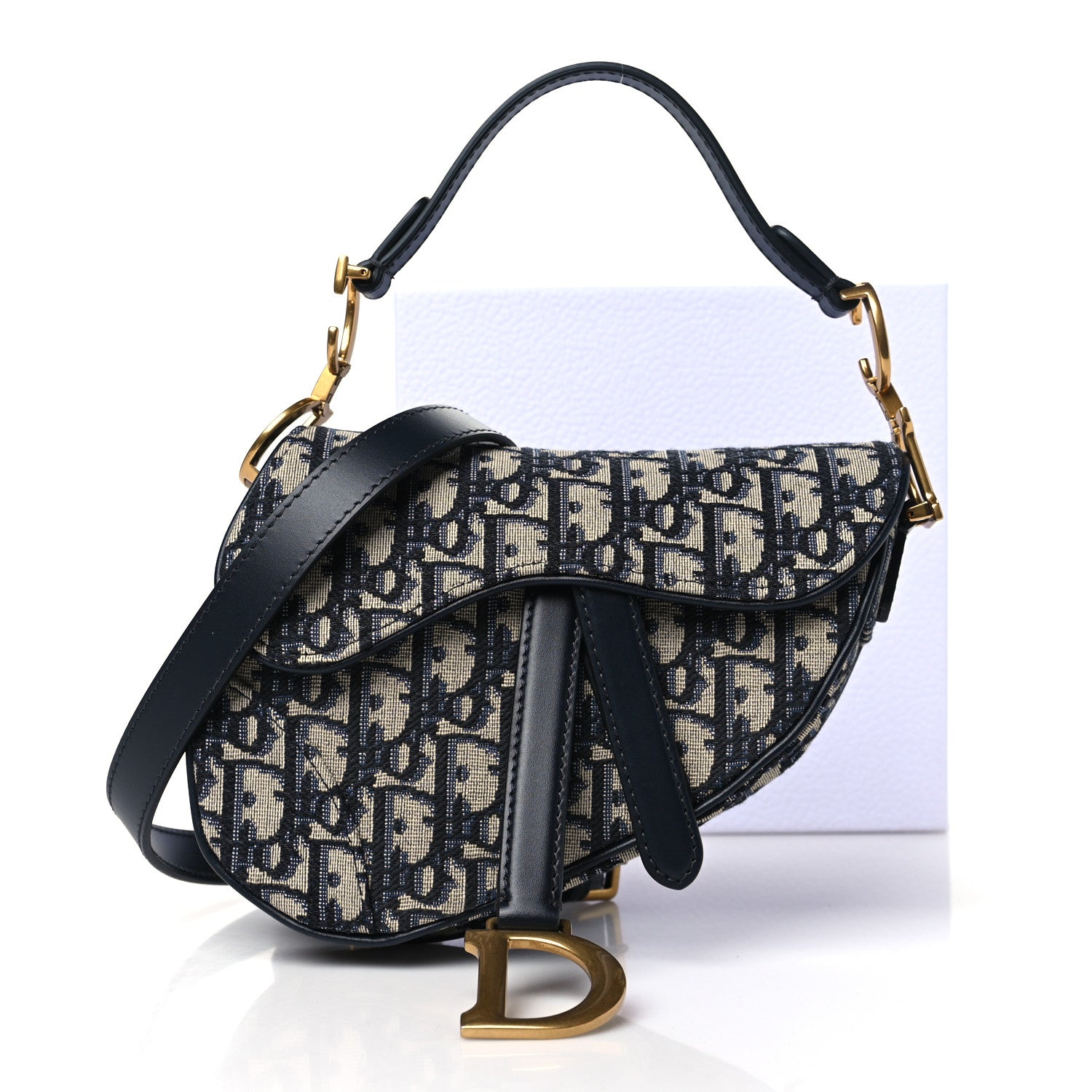 Christian Dior Oblique Mini Saddle Bag With Strap Blue 11 of 11