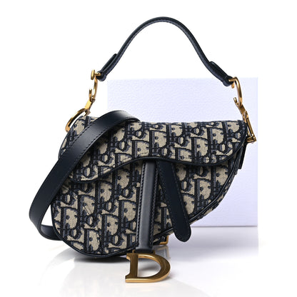 Christian Dior Oblique Mini Saddle Bag With Strap Blue 11 of 11