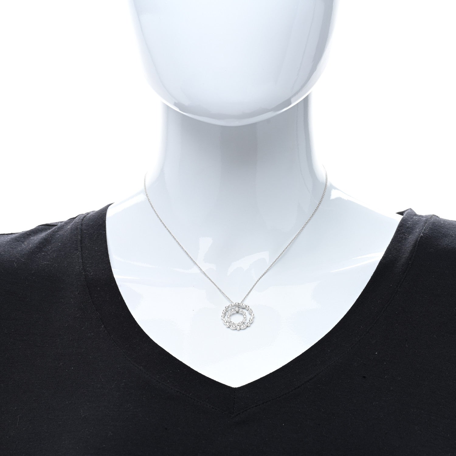 Tiffany Platinum Diamond Jazz Swing Circle Pendant Necklace 3 of 4