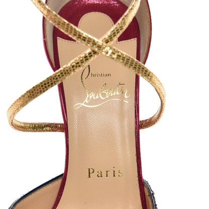 Christian Louboutin Veau Velours Glitter Dragonfly Suzanna 100 Pumps 37.5 China Blue 7 of 8