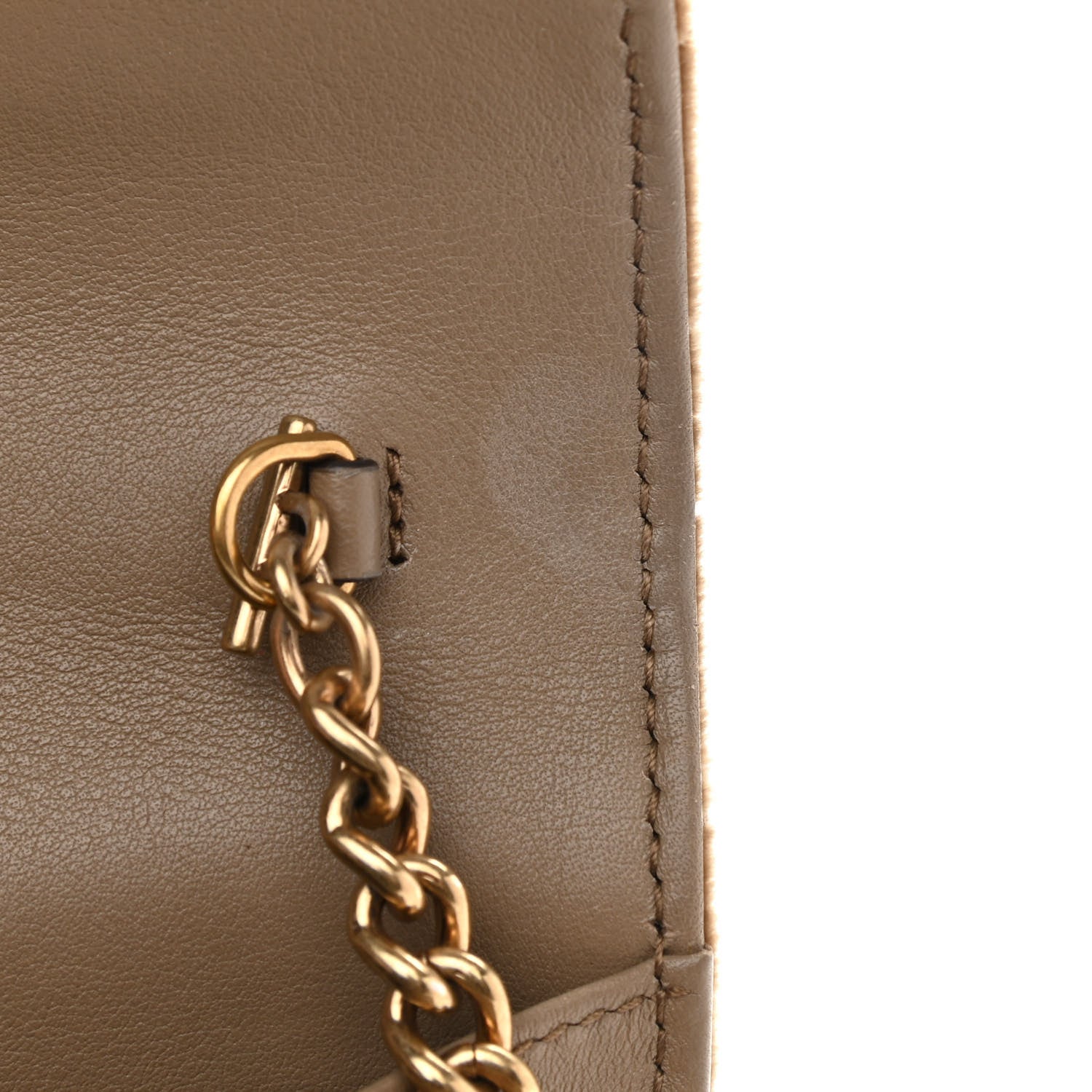 Gucci Velvet Matelasse GG Marmont Chain Wallet Taupe 11 of 12