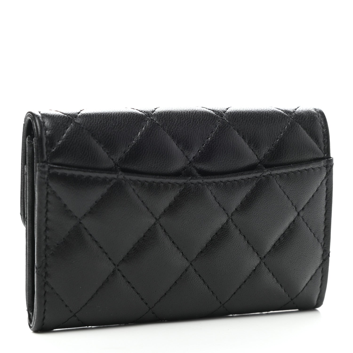 Chanel Lambskin Quilted Flap Card Holder Wallet So Black 3 of 9