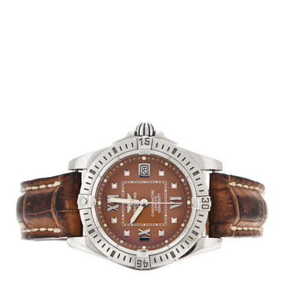Breitling Stainless Steel Calfskin Diamond 32mm Lady Cockpit Quartz Watch Brown A71356 2 of 4