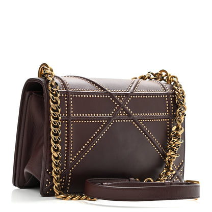 Christian Dior Calfskin Studded Medium Diorama Flap Bag Burgundy 2 of 8