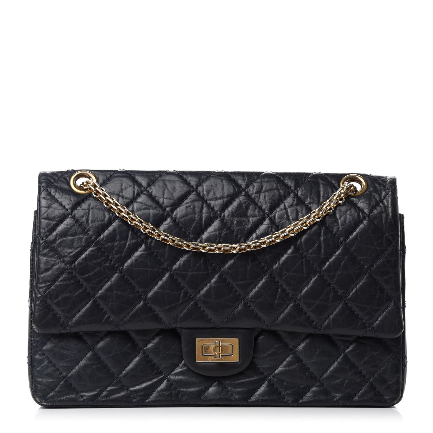 Aged Calfskin Quilted 2.55 Reissue 226 Flap Navy Blue