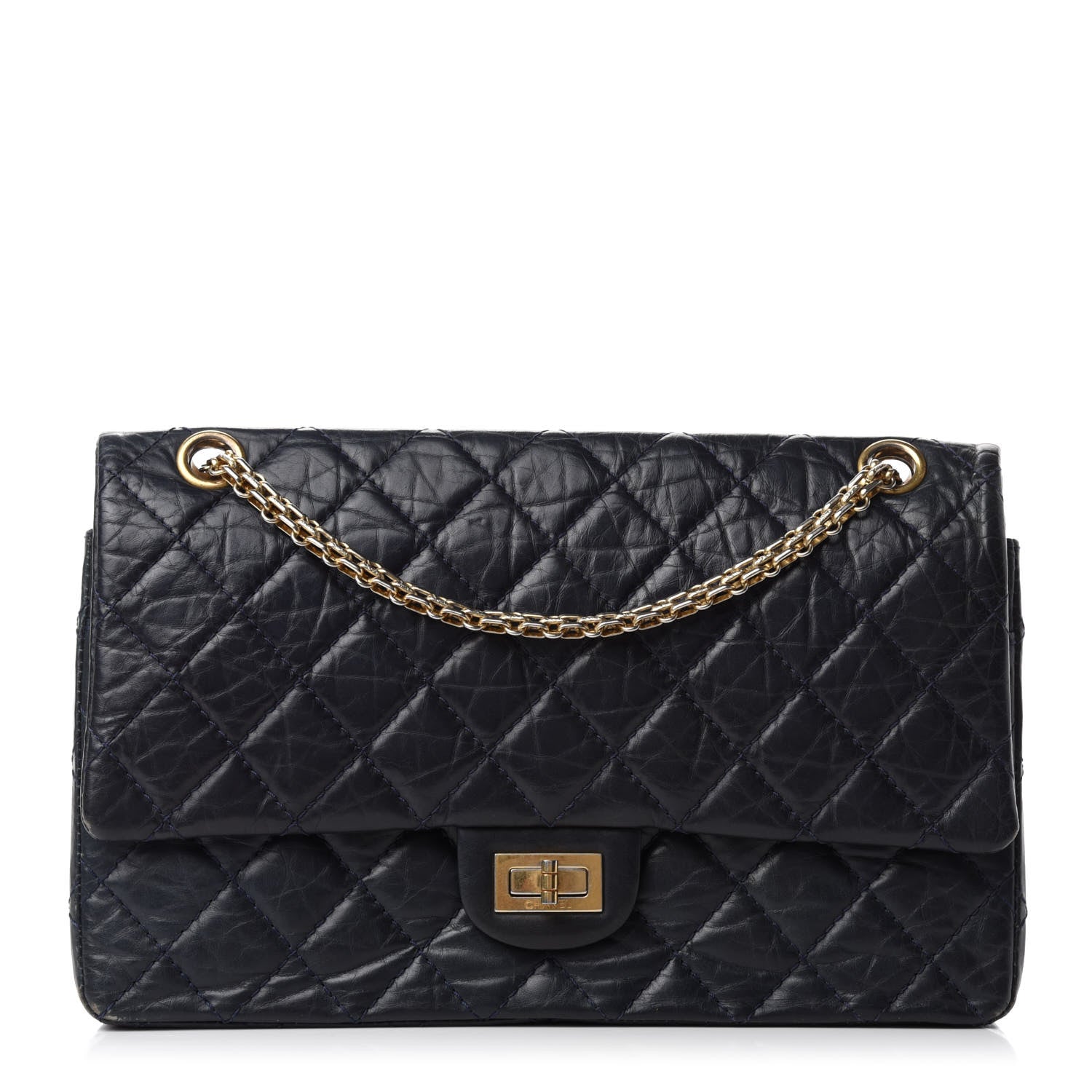 Chanel Aged Calfskin Quilted 2.55 Reissue 226 Flap Navy Blue 1 of 14