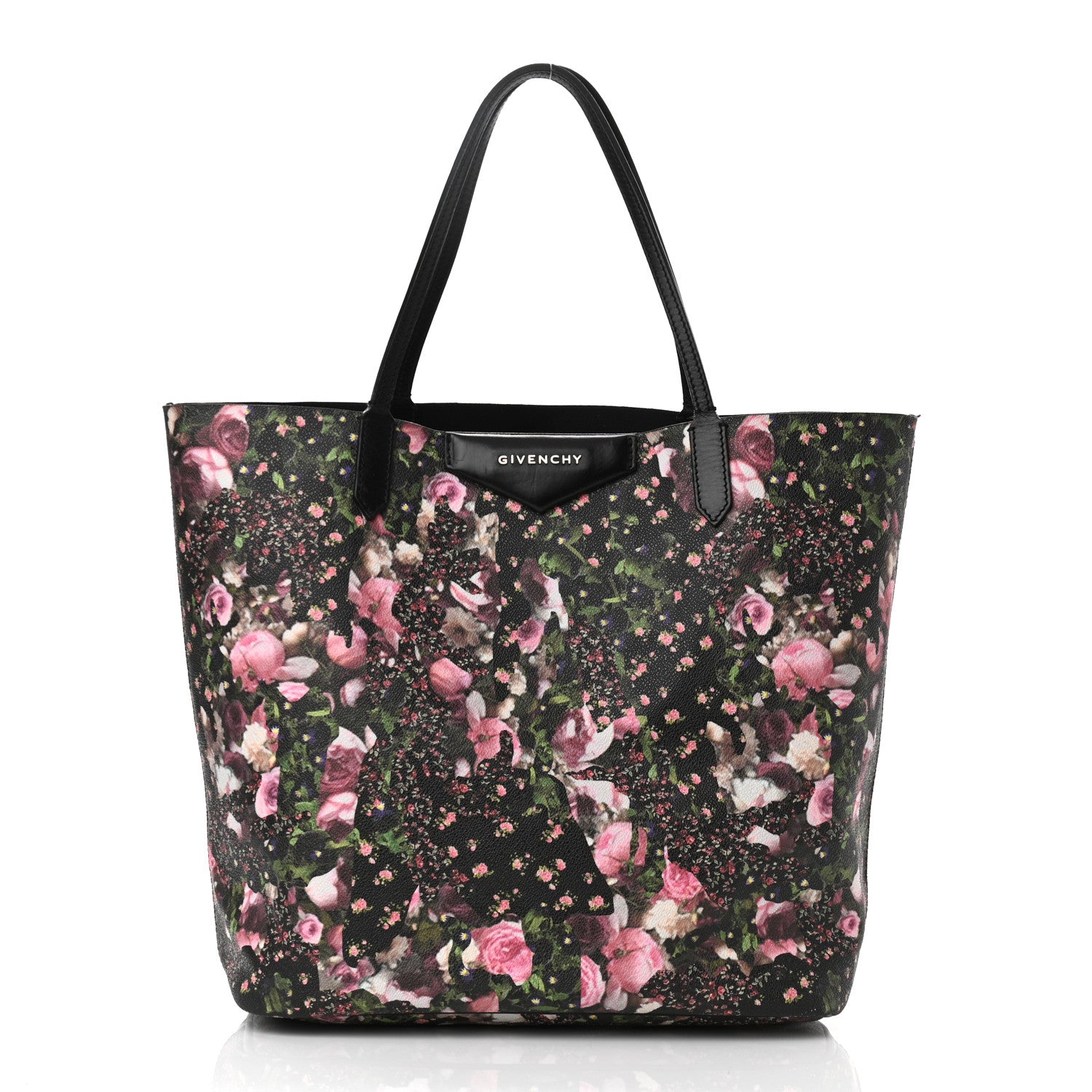 Givenchy Textured Coated Canvas Roses Camouflage Print Medium Antigona Tote Black 3 of 10