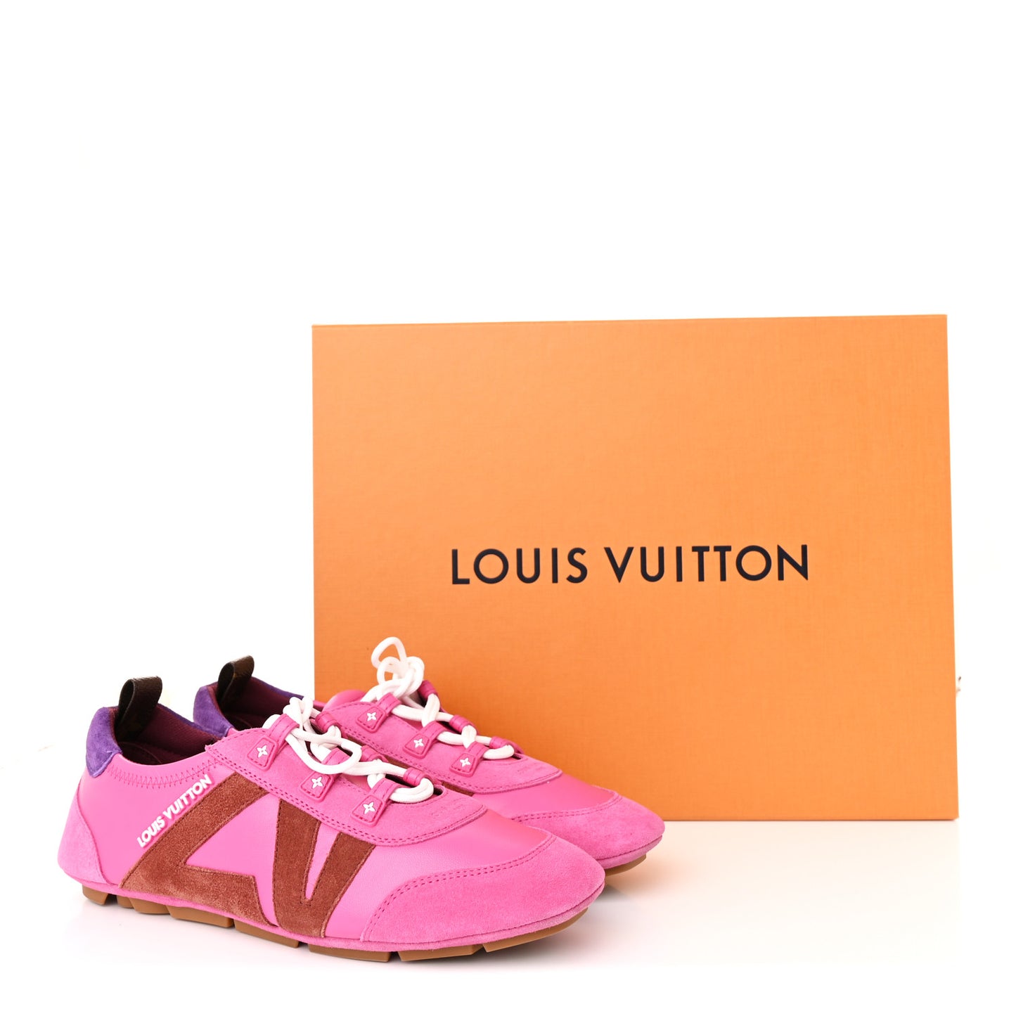 Suede Calfskin LV Sneakerina Sneakers 38 Fuchsia Pink