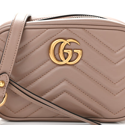 Gucci Calfskin Matelasse Mini GG Marmont Chain Shoulder Bag Porcelain Rose 7 of 9