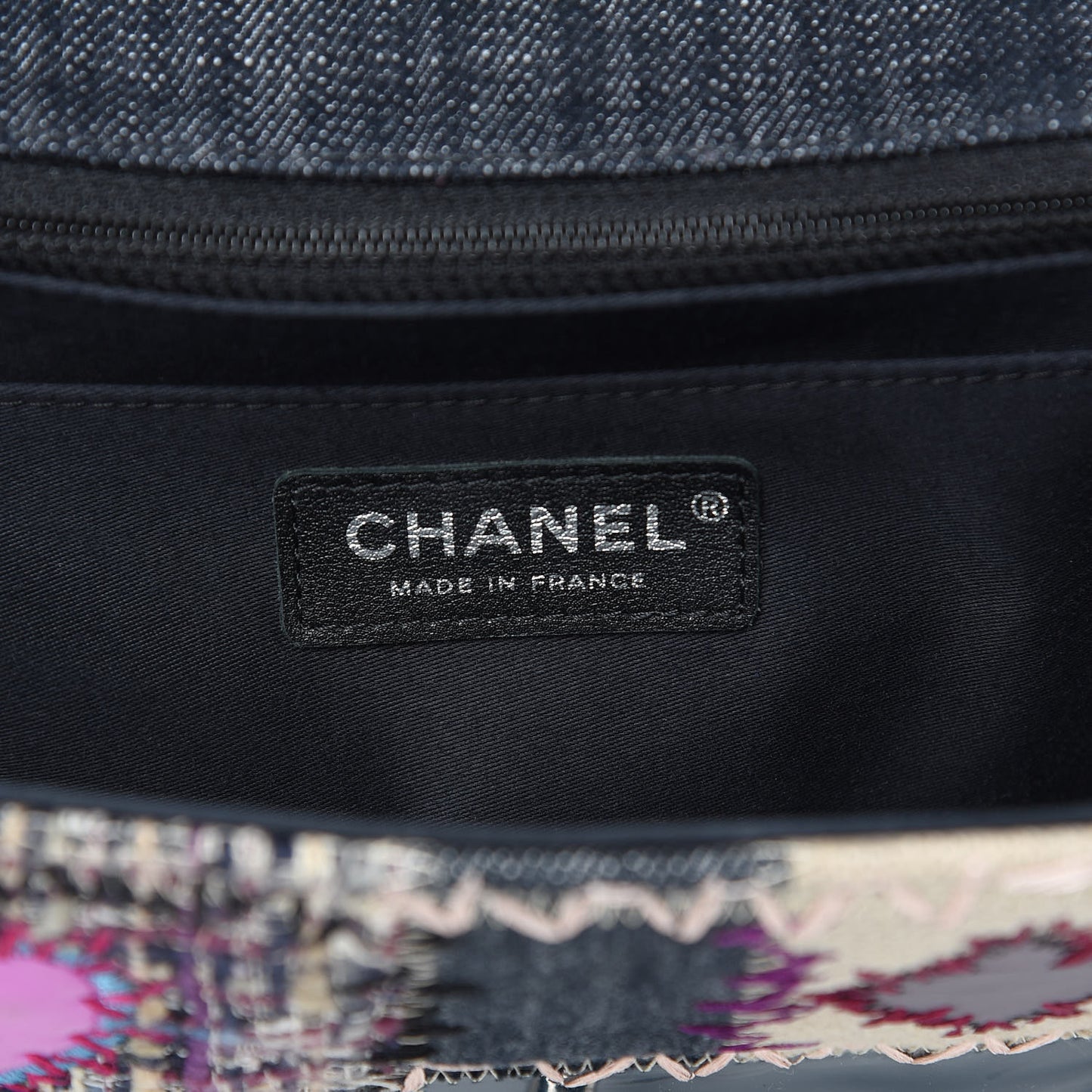 Denim Tweed Patchwork Medium Single Flap Multicolor