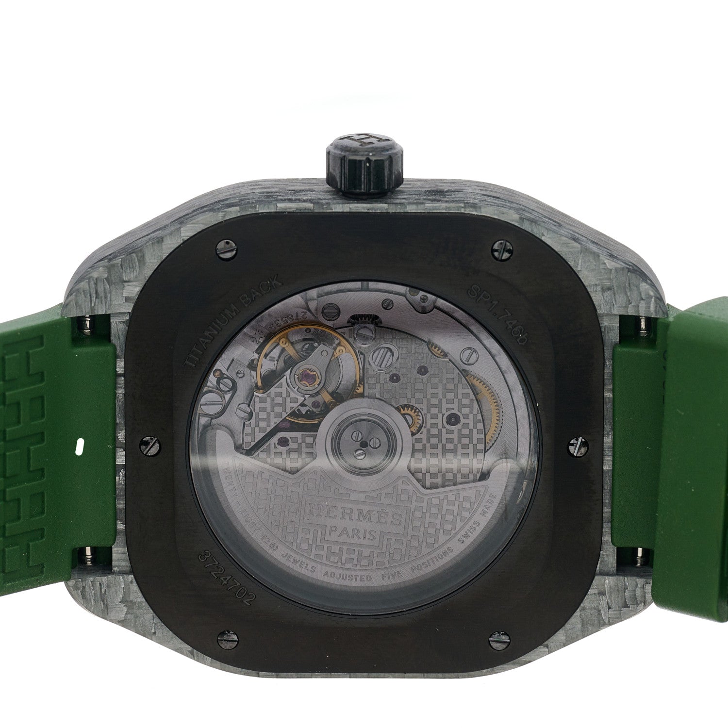 Hermes Glass Fiber Ceramic Rubber 39mm H08 Automatic Watch Vert 4 of 5