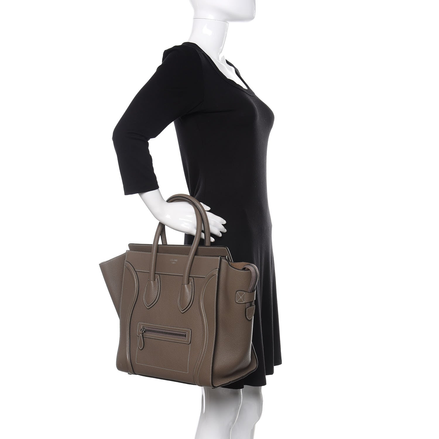 Celine Drummed Calfskin Mini Luggage Souris 2 of 12