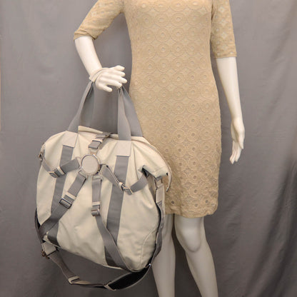 Gucci Mens Leather Nylon Strap Tote White Grey SS10 Runway 2 of 8