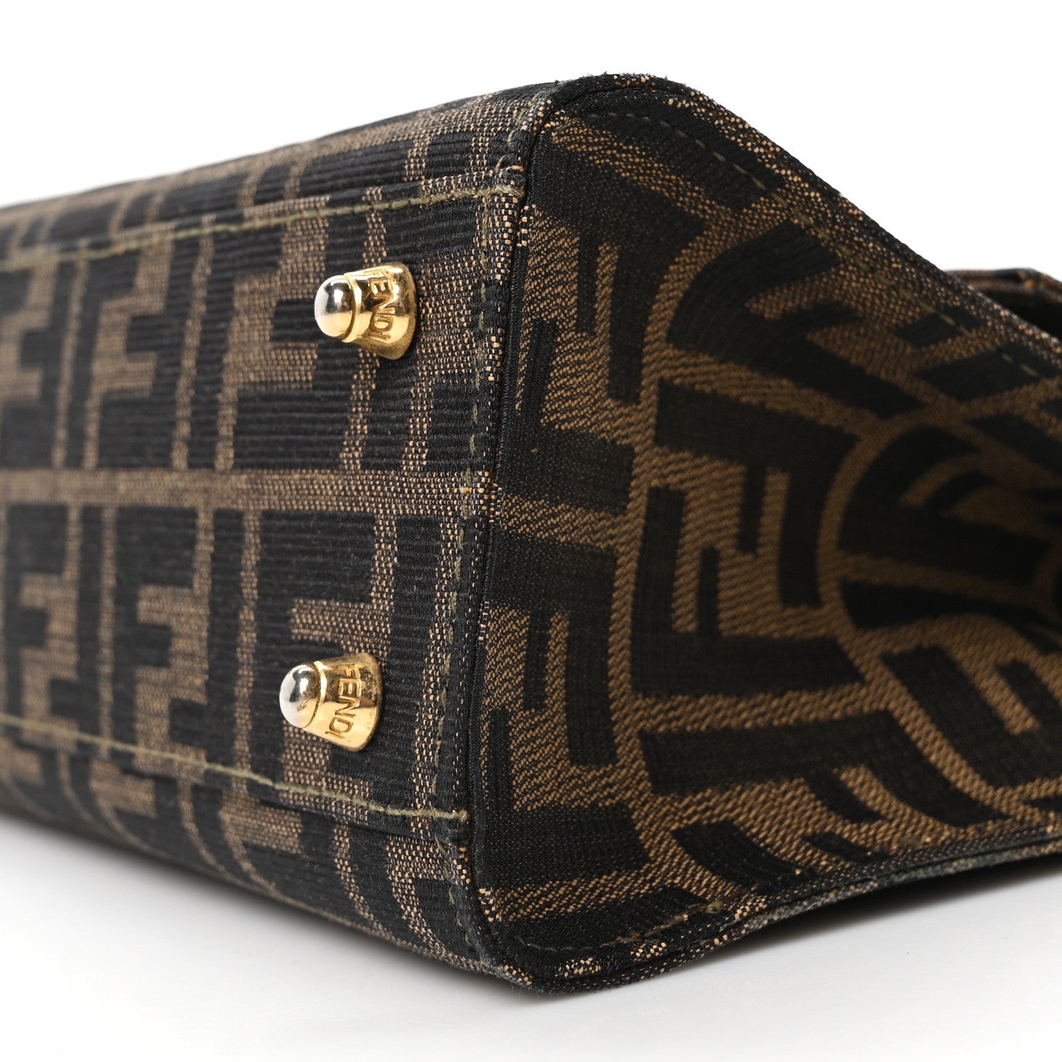Fendi Zucca Vitello Top Handle Shoulder Bag Tobacco Moro 1773882
