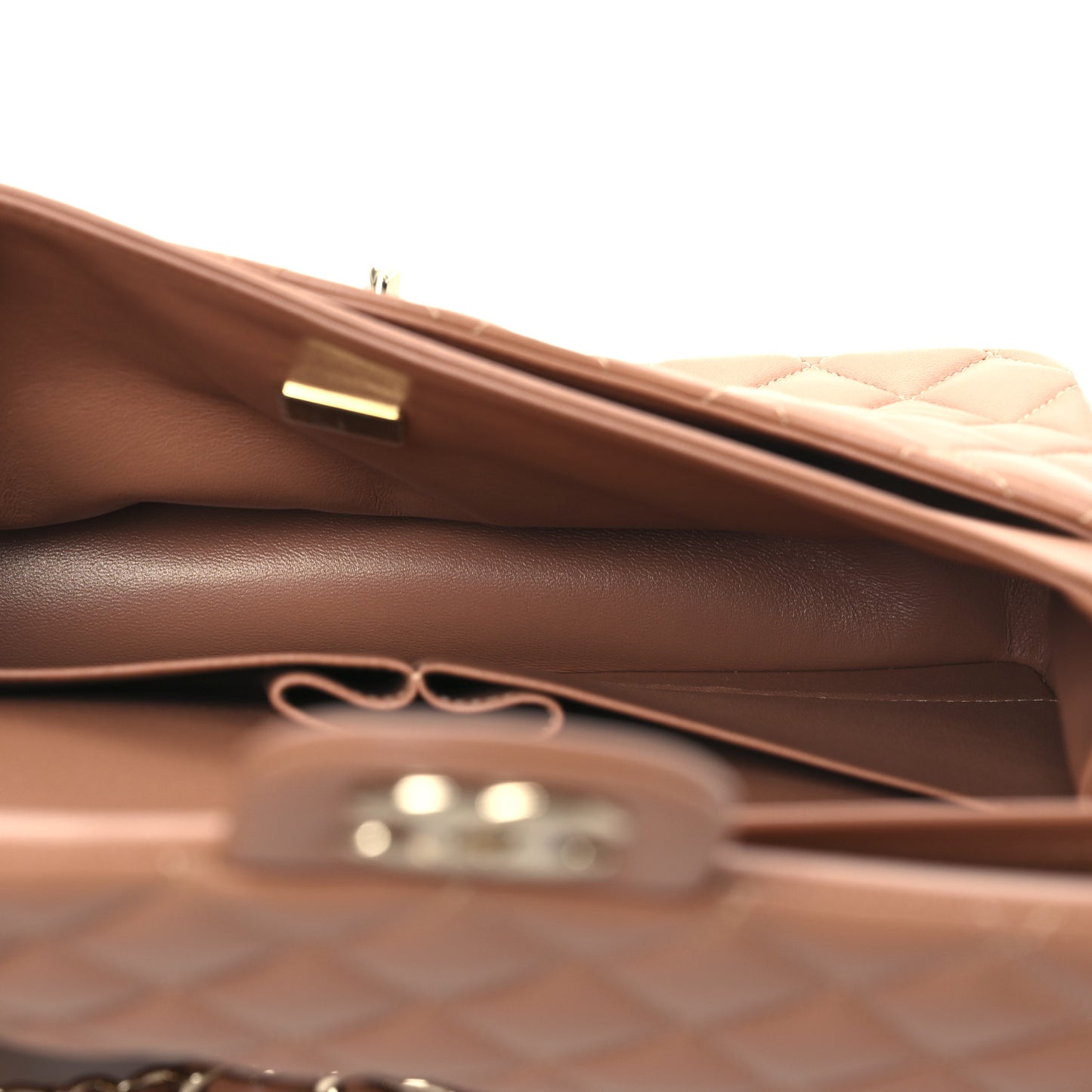 Lambskin Quilted Medium Double Flap Brown