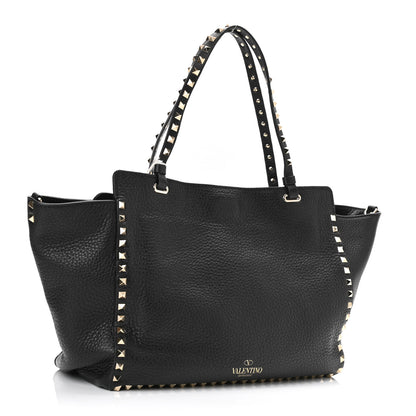 Valentino Garavani Pebbled Calfskin Medium Rockstud Tote Black 1 of 9
