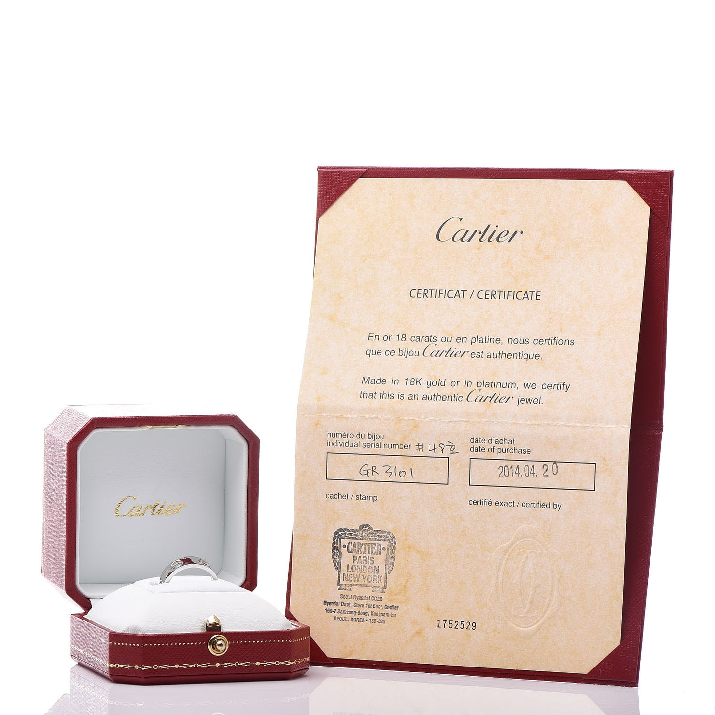 Platinum 5.5mm LOVE Ring 49 4.75