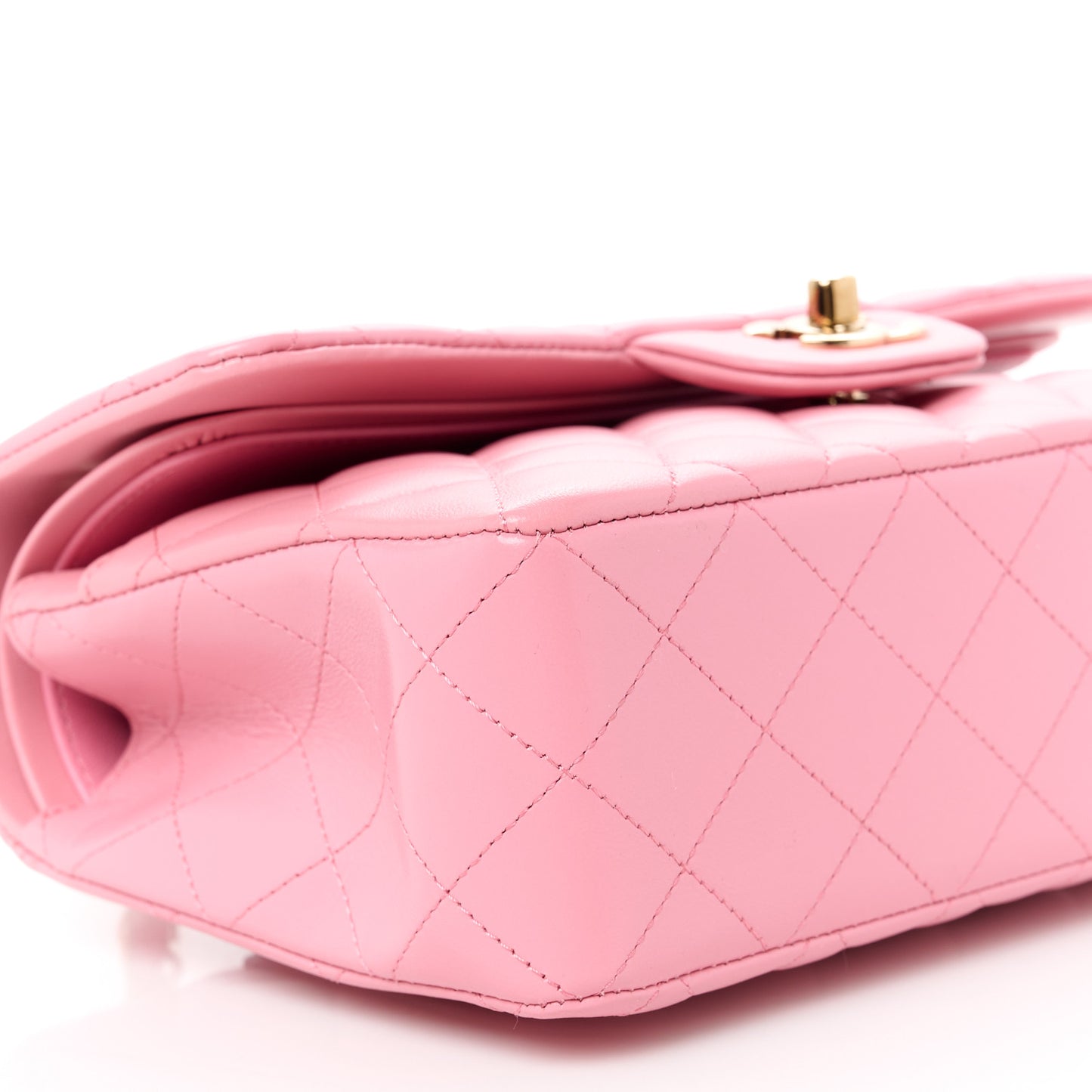 Lambskin Quilted Small Double Flap Pink
