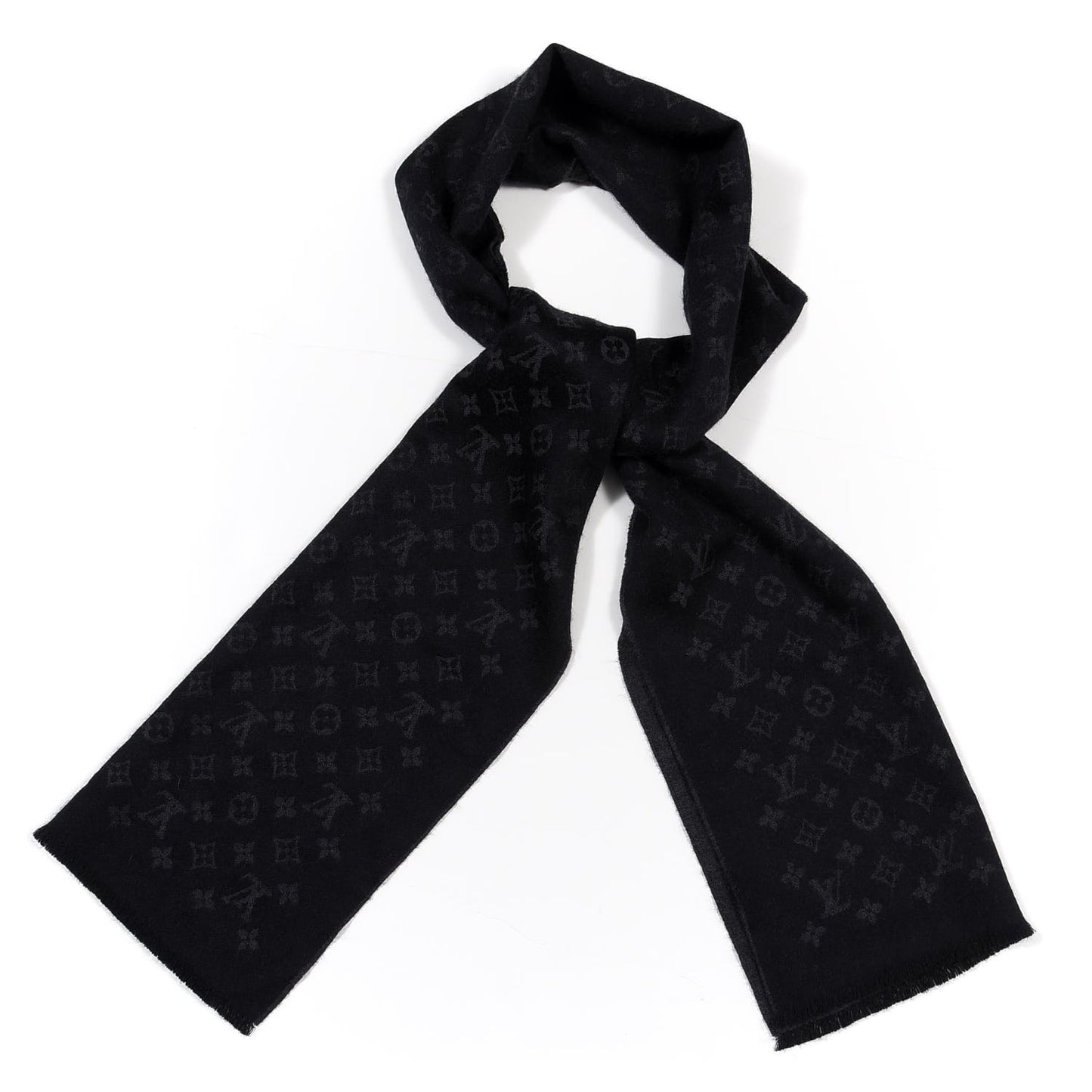 Cashmere Monogram Nightfall Stole Black