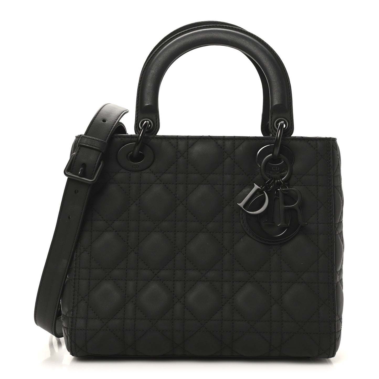 Ultra Matte Calfskin Cannage Medium Lady Dior Black