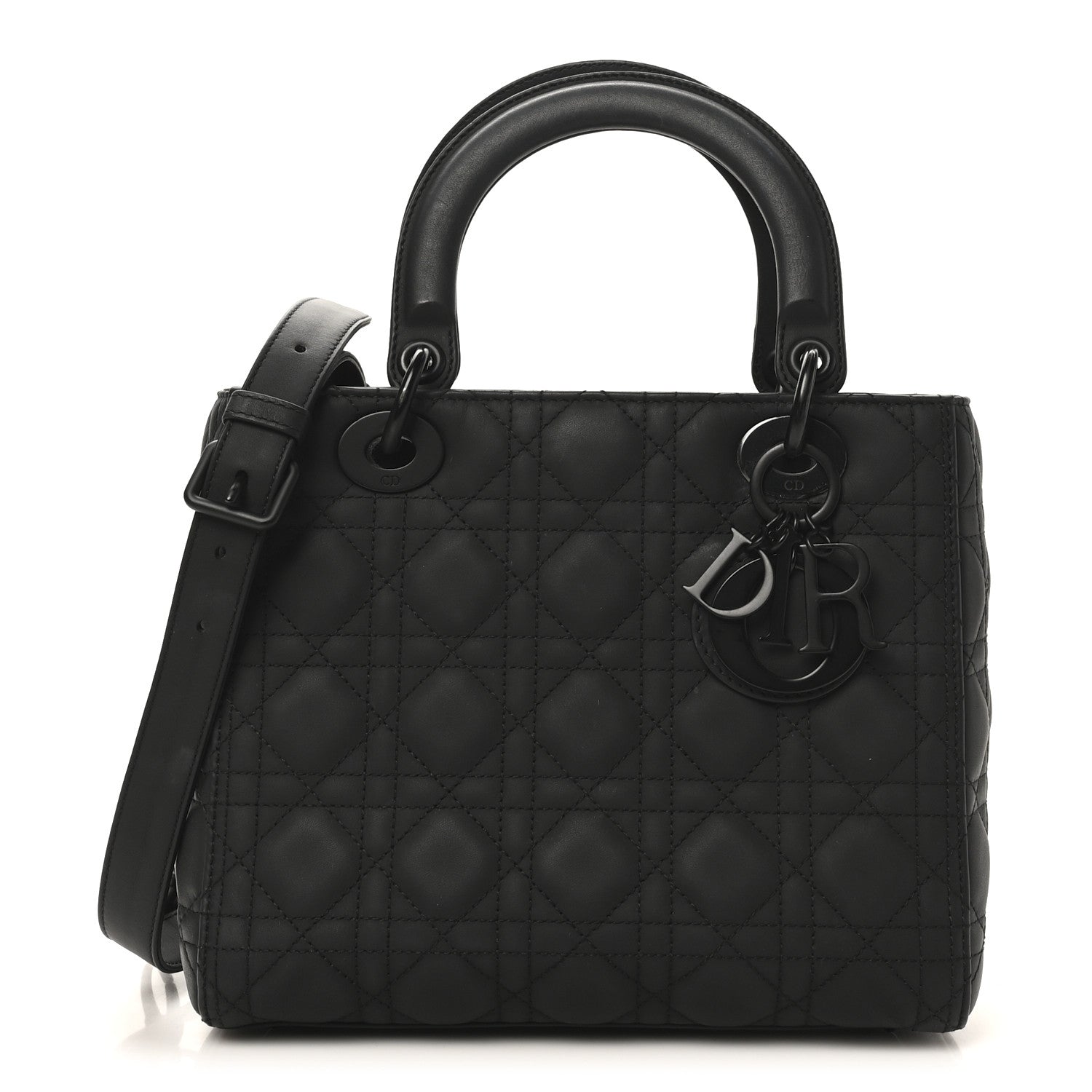 Christian Dior Ultra Matte Calfskin Cannage Medium Lady Dior Black 1 of 10