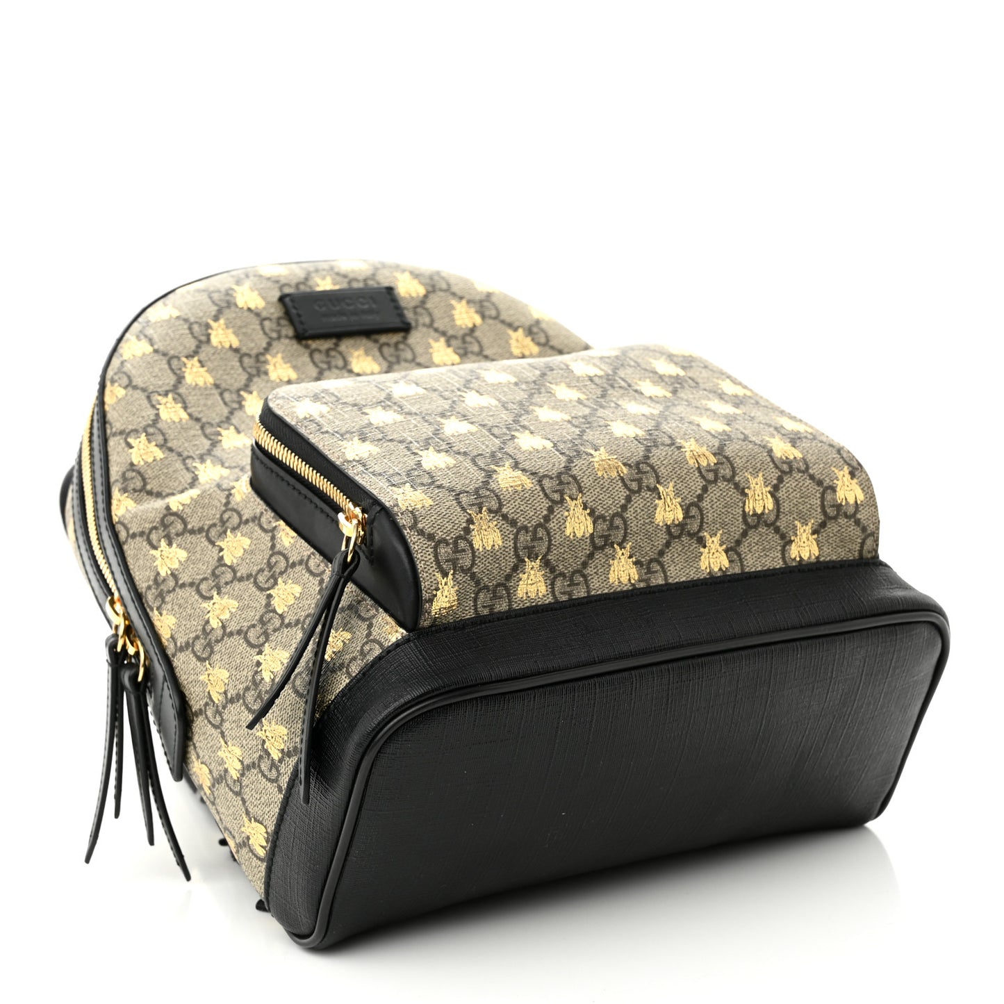 GG Supreme Monogram Bees Print Small Day Backpack Beige Oro Black