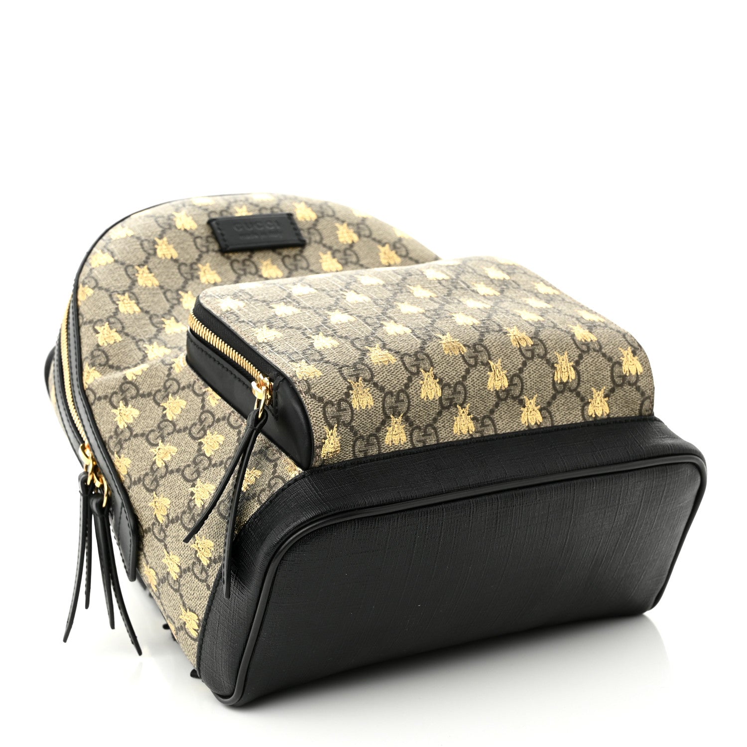 Gucci GG Supreme Monogram Bees Print Small Day Backpack Beige Oro Black 4 of 10