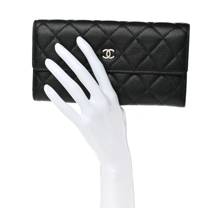 Chanel Caviar Quilted Large Gusset Flap Wallet Black 2 of 9