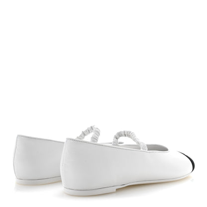 Chanel Lambskin Knit Grosgrain Cap Toe CC Ballerina Flats With Leg Warmers 38.5 White Black 6 of 11