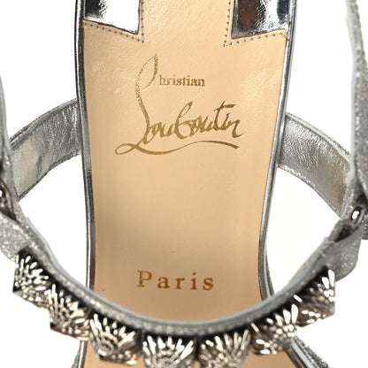 Christian Louboutin Mini Glitter Pira Ryad 110 Wedge Sandals 40 Silver 6 of 7