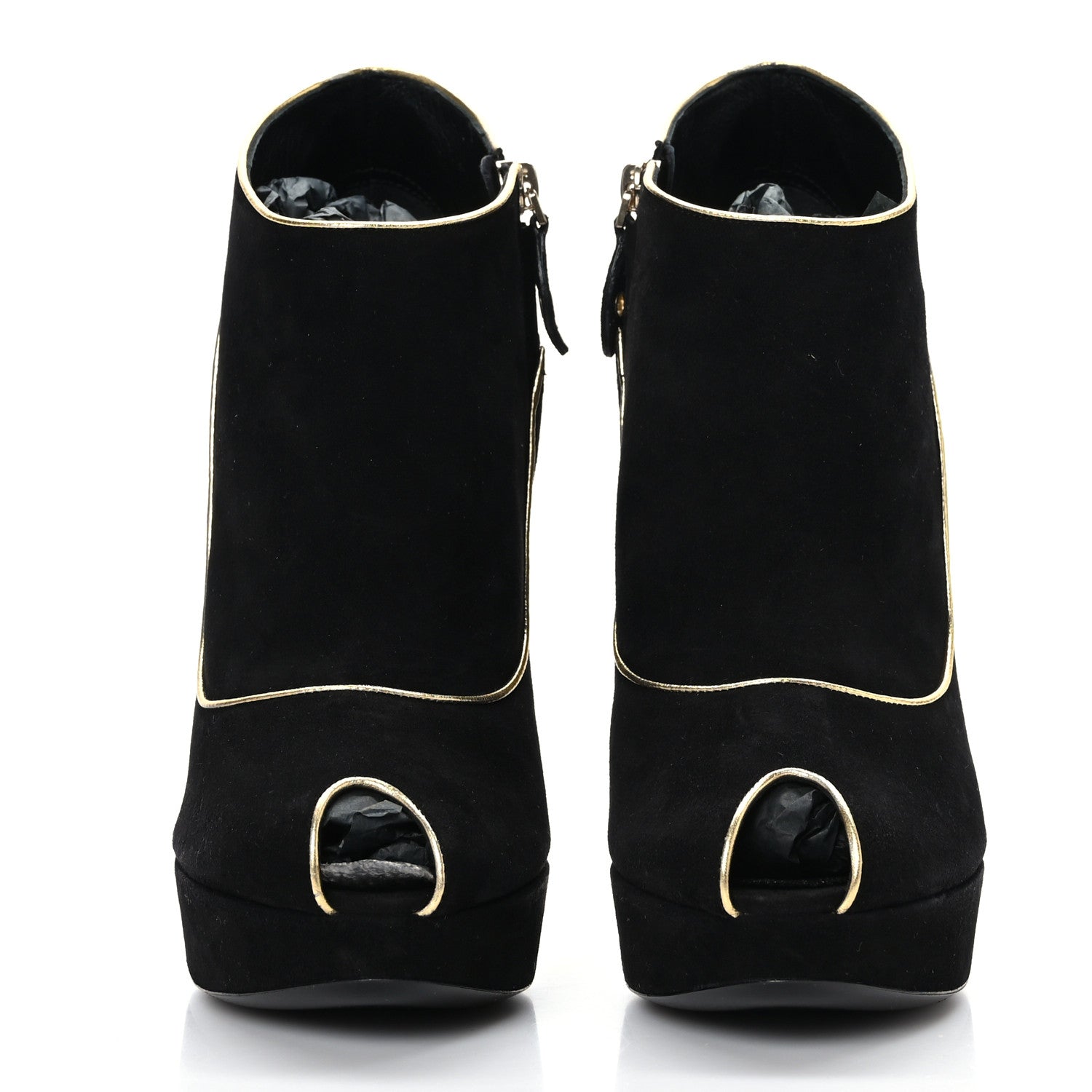 Louis Vuitton Suede Peep Toe Platform Booties 39 Black 2 of 7