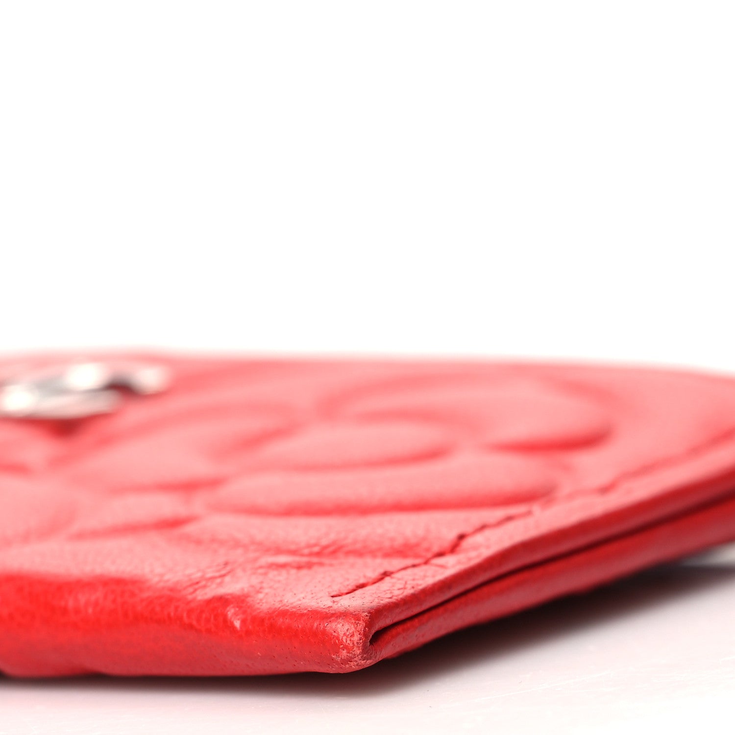 Chanel Lambskin Camellia Embossed Card Holder Red 10 of 10