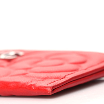 Chanel Lambskin Camellia Embossed Card Holder Red 10 of 10