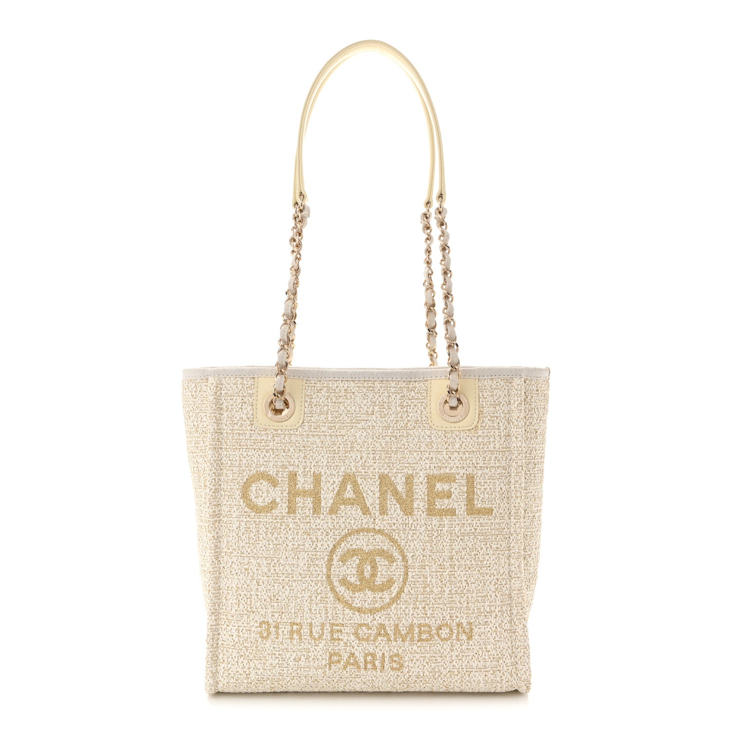 Chanel Lurex Boucle Mini Deauville Tote White 1 of 10