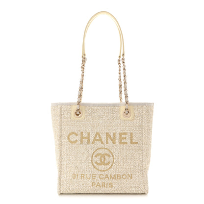 Chanel Lurex Boucle Mini Deauville Tote White 1 of 10