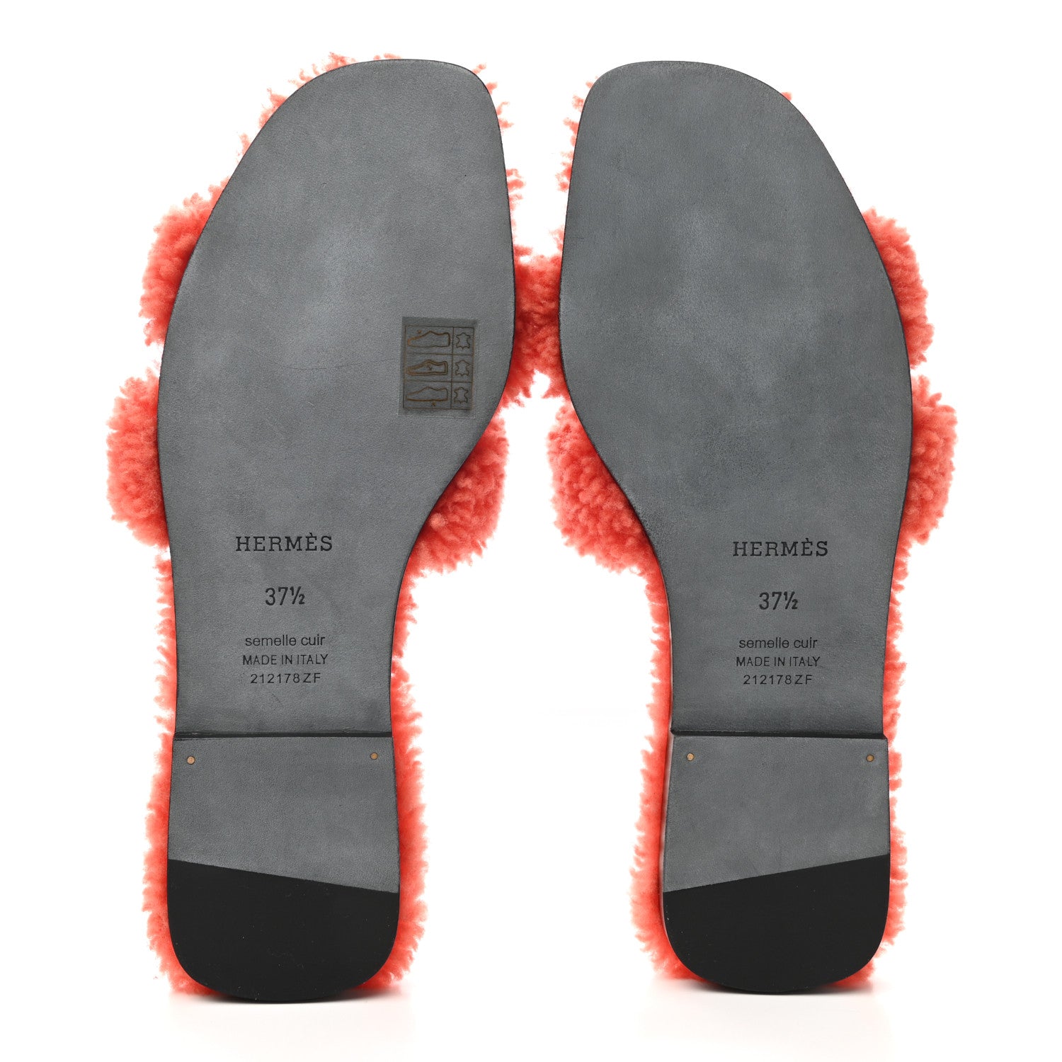 Hermes Woolskin Oran Sandals 37.5 Orange 5 of 8