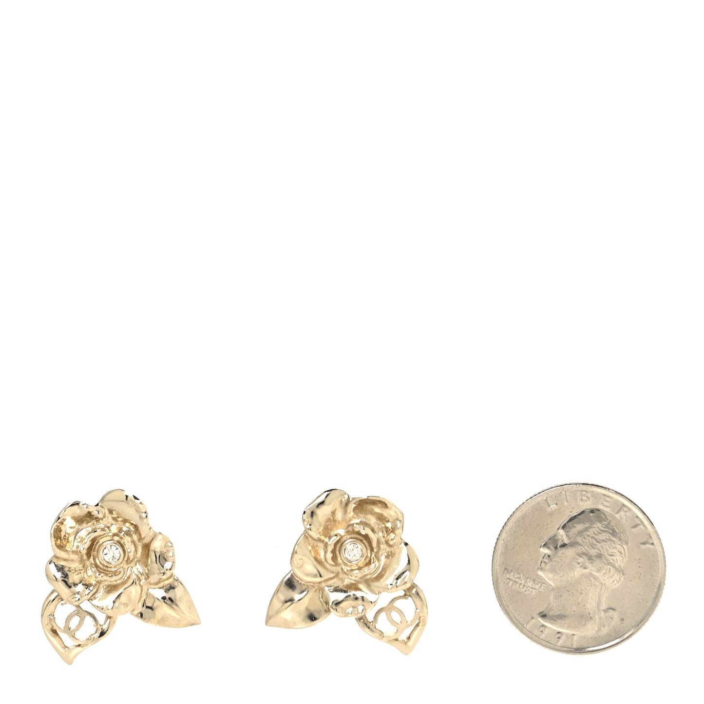 Crystal CC Camelia Earrings Gold
