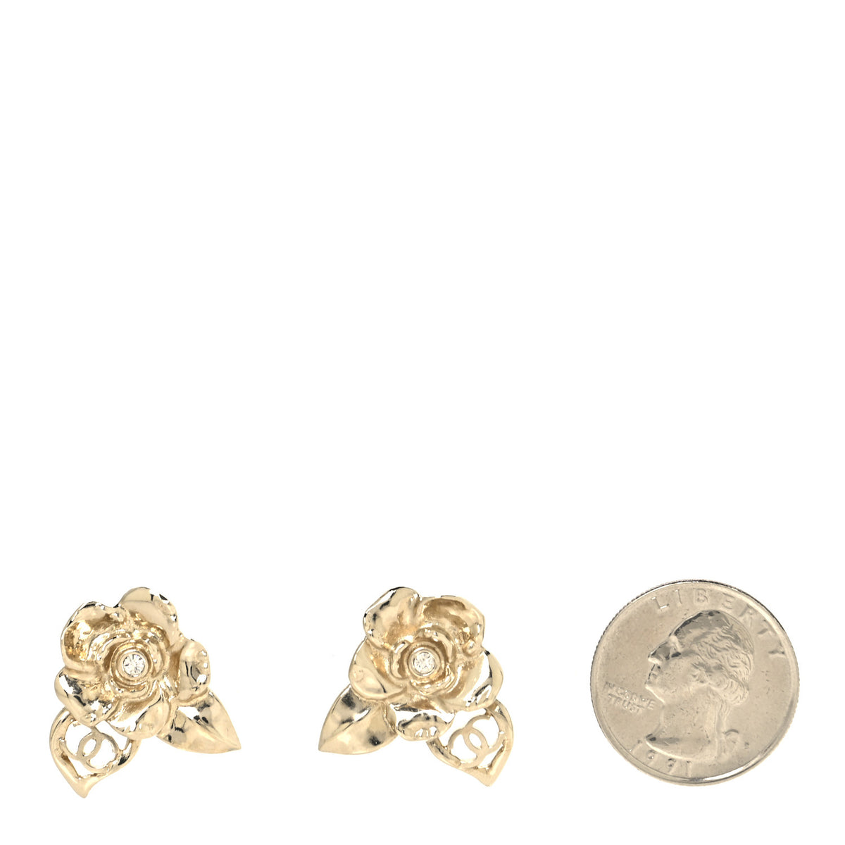 Crystal CC Camelia Earrings Gold
